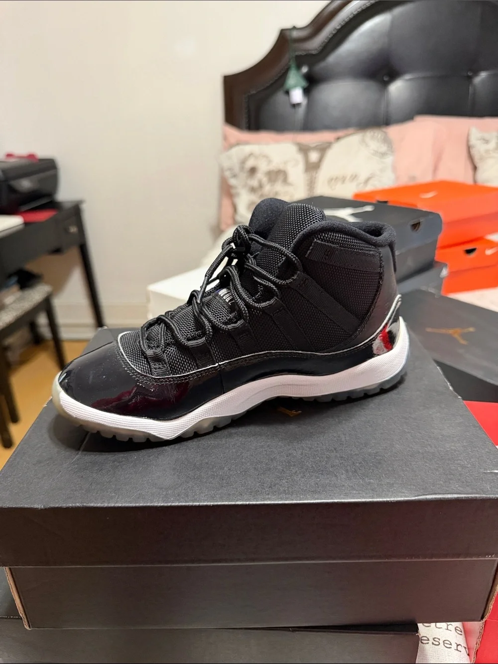 Jordan Kids Black and White Retro High-Top Sneakers